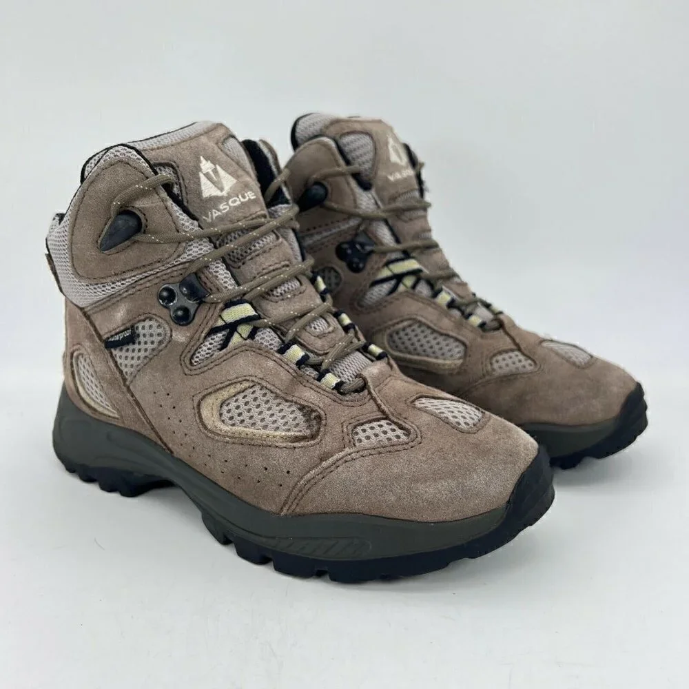 Vasque Breeze Gray Tan Youth Waterproof Suede Hiking Boots Trail 7201 Size 3